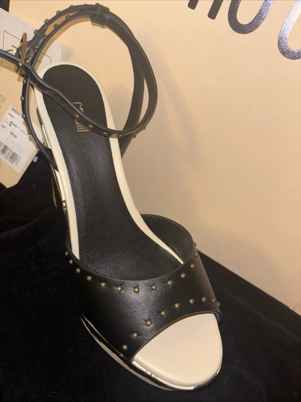 Roberto Cavalli freedom-print stud wedge NWT